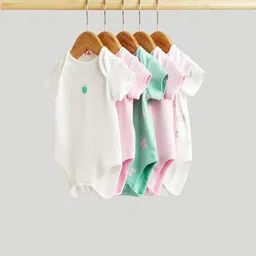 mothercare Essentials Infant Girls Pack Of 5 Pure Cotton Bodysuits-image-74