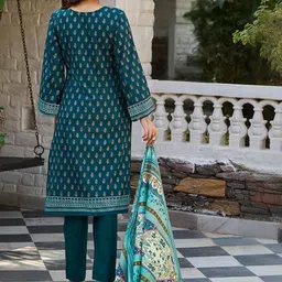 NAVYAAZRI Women Ethnic Motifs Printed Regular Kurta with Trousers & With Dupatta image 4