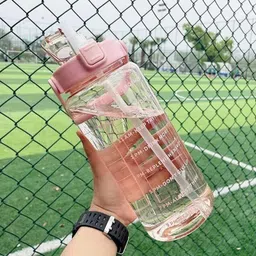 vimosw Plastic Transparent Motivational Water Bottles With Leak Proof 2000 ml image 5
