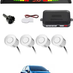 ayw Universal 4 White Reverse Parking Sensor With LED Display For Cars-125 4White Parking Sensor With LED Display Increased Safety For Car-125 Parking Sensor image 1