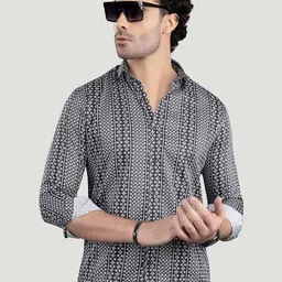 ALMATY Men Comfort Slim Fit Opaque Printed Casual Shirt-picture-33
