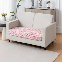 HOUSE OF QUIRK Peach-Coloured & White Printed Cotton Sofa Mat 80x120 CM-picture-33