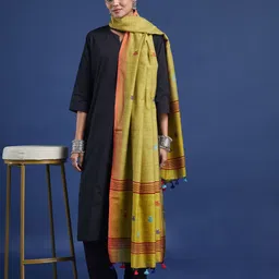 Taavi Geometric Woven Design Pure Cotton Jamdani Dupatta-picture-17