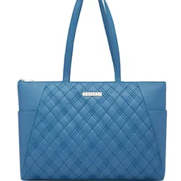 DressBerry X Caprese Sheena Teal Self Design Quilted Large Tote Bag image 2