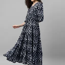 Krunal Raiyani Printed Puff Sleeves Fit & Flare Maxi Dress-picture-19
