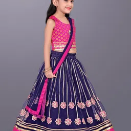 satyamfab Girls Patchwork Ready to Wear Lehenga & Blouse With Dupatta image 5