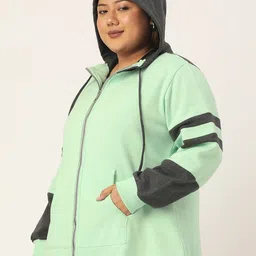 theRebelinme Women Colourblocked Open Front Jacket image 3