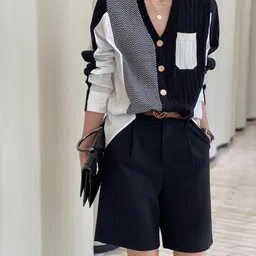 KPOP Women Colourblocked Cardigan-image-82