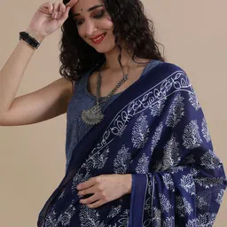 Jaipur Kurti Pure Cotton Ajrak Printed Saree image 5