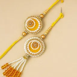 PASU FASHION Artificial Stones Studded And Beaded Bhaiya Bhabhi Rakhi image 2