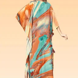 Metronaut Print Kimono Sleeve Kaftan Maxi Dress image 3