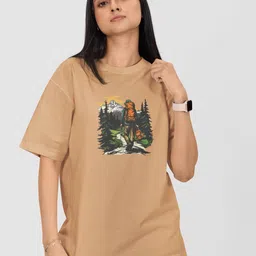 Moda Rapido Women Printed Drop-Shoulder Sleeves Pockets T-shirt-image-78