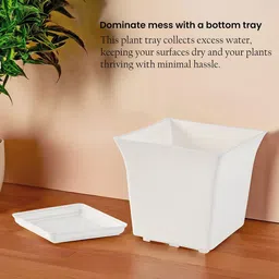 Kuber Industries 6-Pcs White Premium Flower Pots for Garden withBottomPlates image 3