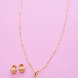 Ramdev Art Fashion Jwellery Gold-Plated Pendant With Chain And Studs Jewellery Set-picture-39