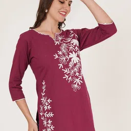 Brownverse Women Ethnic Motifs Embroidered Cotton Top-picture-31
