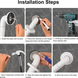 kuric Heavy Duty Bathroom Grab Bar, Safety Support Rail Handle for Senior Citizens 16" Shower Grab Bar image 5