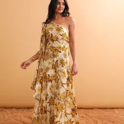 NH KAPDEWALA One Shoulder Printed Jumpsuit image 4