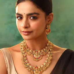 Yellow Chimes Traditional Gold-Plated Artificial Stone-Studded & Beaded Jewellery Set-picture-41