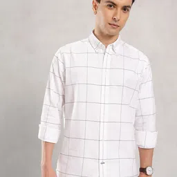 Nautica Classic Fit Windowpane Checked Pure Cotton Casual Shirt-image-14