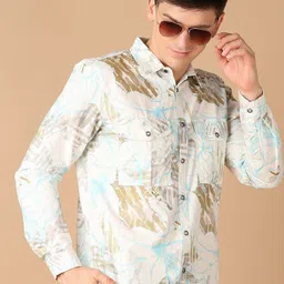 V-Mart Men Classic Spread Collar Abstract Printed Cotton Slim Fit Casual Shirt-picture-28