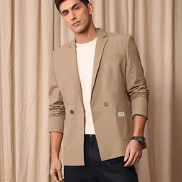 mr bowerbird Men Solid Double Breasted Casual Blazer image 3