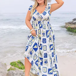 JC Mode Women Graphic Printed V-Neck Fit & Flare Midi Dress-picture-17
