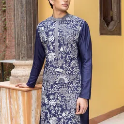 PATR Men Floral Embroidered Thread Work Kurta image 2