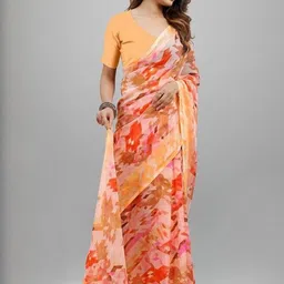 GHAN SALS Abstract Printed Baluchari Saree with Blouse Piece image 2