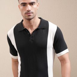 LOCOMOTIVE Premium Men Knited Textured Polo Neck Relaxed Fit Tshirt-picture-13