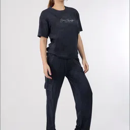 Wineberry Printed Round Neck T-Shirt With Trousers Co-Ords image 3