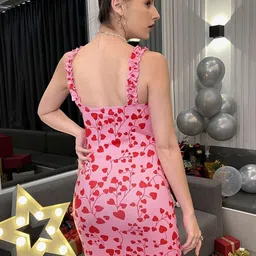 VANGULL Printed Tie-Ups & Ruffles Shoulder Straps Bodycon Dress image 5