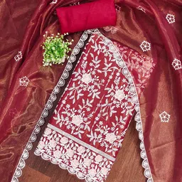 Blissta Organza Embroidered Dress Material-picture-10