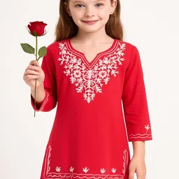 BlueWears Ethnic Motifs Embroidered V-Neck Thread Work Thread Work Kurti-picture-35