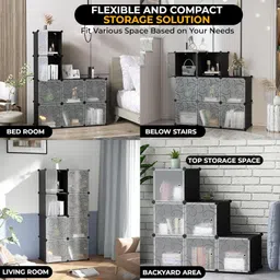 owme 10 Door 10 Shelf Plastic PP Collapsible Wardrobe for Home PP Collapsible Wardrobe image 4