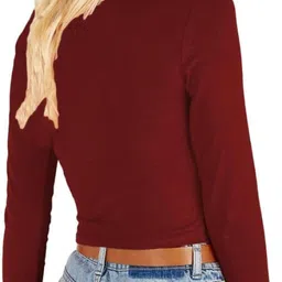 jovo Party Regular Sleeves Self Design Women Maroon Top image 2