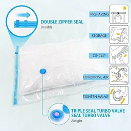zx Vacuum Storage Reusable Ziplock Smart Space Saver Bags High Volume Storage Vacuum Bags image 3