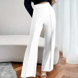 lecowar Women Regular Fit Black, White Polyester Trousers image 5