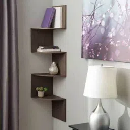 Wooden Wall 4 Corner Mount Shelves Zig Zag Shape Wall Stand Wooden Wall Shelf-image-53