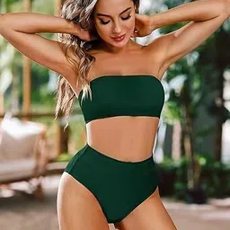 fast cry Crzygx Embroidered Women Bikini Dark Green Swimsuit image 5
