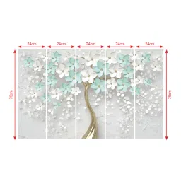 random Jasmine Multicolour MDF (Set of 5) Art Panels image 3