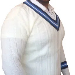 navex Men Woven V Neck White Sweater image 3