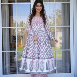 nari dream Printed Cotton Rayon Stitched Anarkali Gown-picture-19
