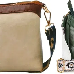 dakota Beige, Green Women Sling Bag Stylish Crossbody Bag with Dark Blue Belt For Girls & Women-picture-24