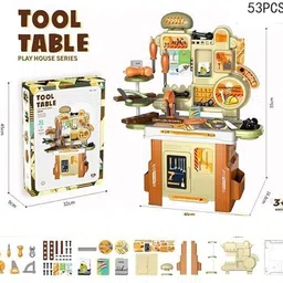 sharnga Kids Workbench with 53 Pcs Accessories, Pretend Play Tool Kit & Learning Gift image 3