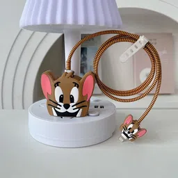 VAPRIF Charger Cover for iPhone 18W-20W Charger | 3D Cute Brown Jerry Design | Spiral Cable Protector image 2