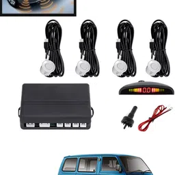 maties 4Pcs White Reverse Parking Sound Warning sensor for car Protection-199 Car Reverse Parking White 4 Sensor With LED Display/Buzzer -199 Parking Sensor-picture-11