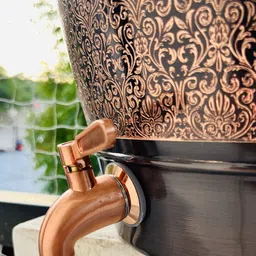 shivshakti arts Copper Water Dispenser Pot Matka Antique Eching -13 Litre (Kulfi Design) Bottom Loading Water Dispenser image 3