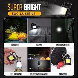 one purchase Mini COB Flashlight,Multi-function USB Rechargeable Key Chain Portable Pocket 3 hrs Torch Emergency Light image 4