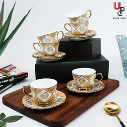 u.p.c. Pack of 12 Ceramic Cup Set or Cup Plate Tea Set, Tea Cup For Kitchen image 2