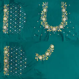 omini fashion Unstitched Art Silk Blouse Material Embroidered-picture-26